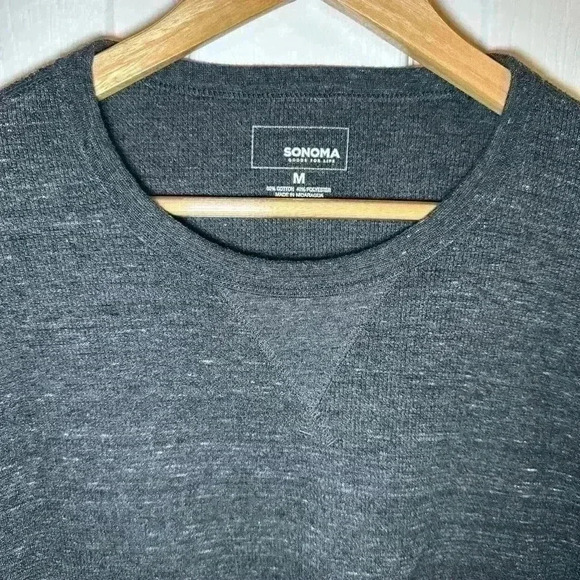 Men’s Sonoma Dark Gray Waffle Knit Thermal Long Sleeve Shirt size Medium - Picture 4 of 5